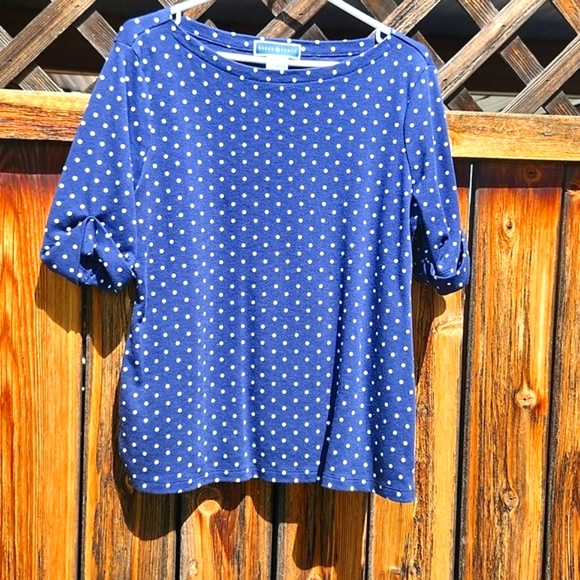 ⭐️Karen Scott Blue Polkadot Tee - Picture 2 of 7